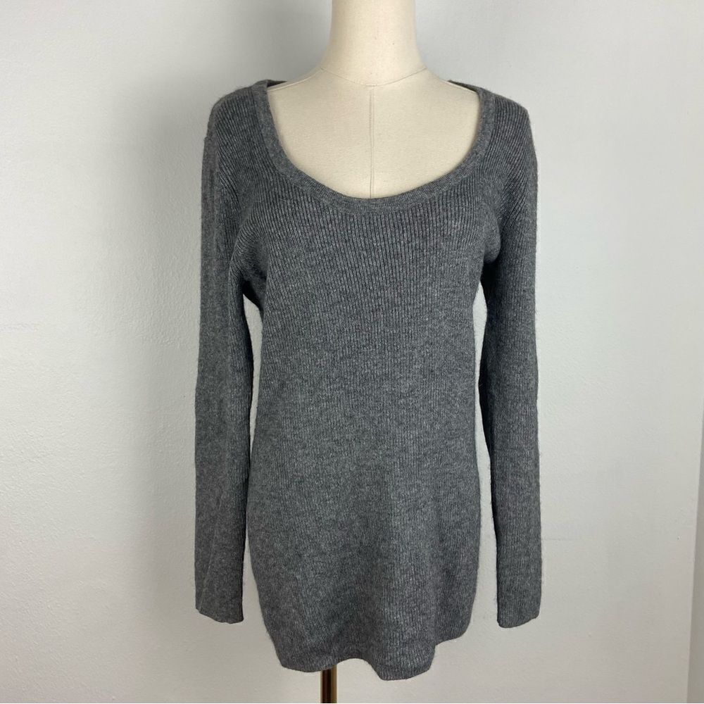 Soft Surroundings Gray Ribbed Sweater Minimalist Academia Casual‎ Capsule Large